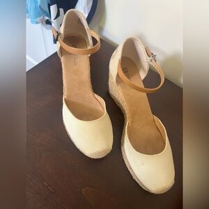 Women's Cream Espadrille Wedge Sandals